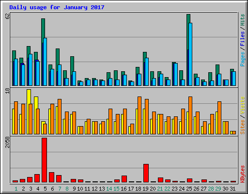 Daily usage for January 2017