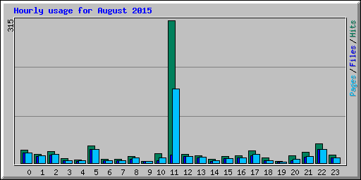 Hourly usage for August 2015