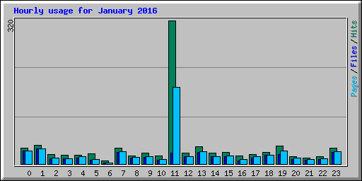 Hourly usage for January 2016