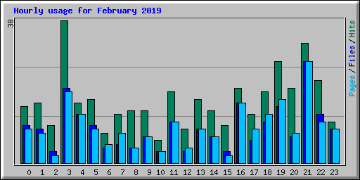 Hourly usage for February 2019